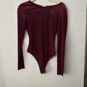 Cotton Candy Burgundy Ribbed Bodysuit